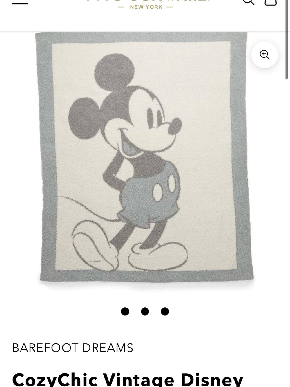 Barefoot Dreams Mickey Mouse Knit Throw - Gray & Ivory